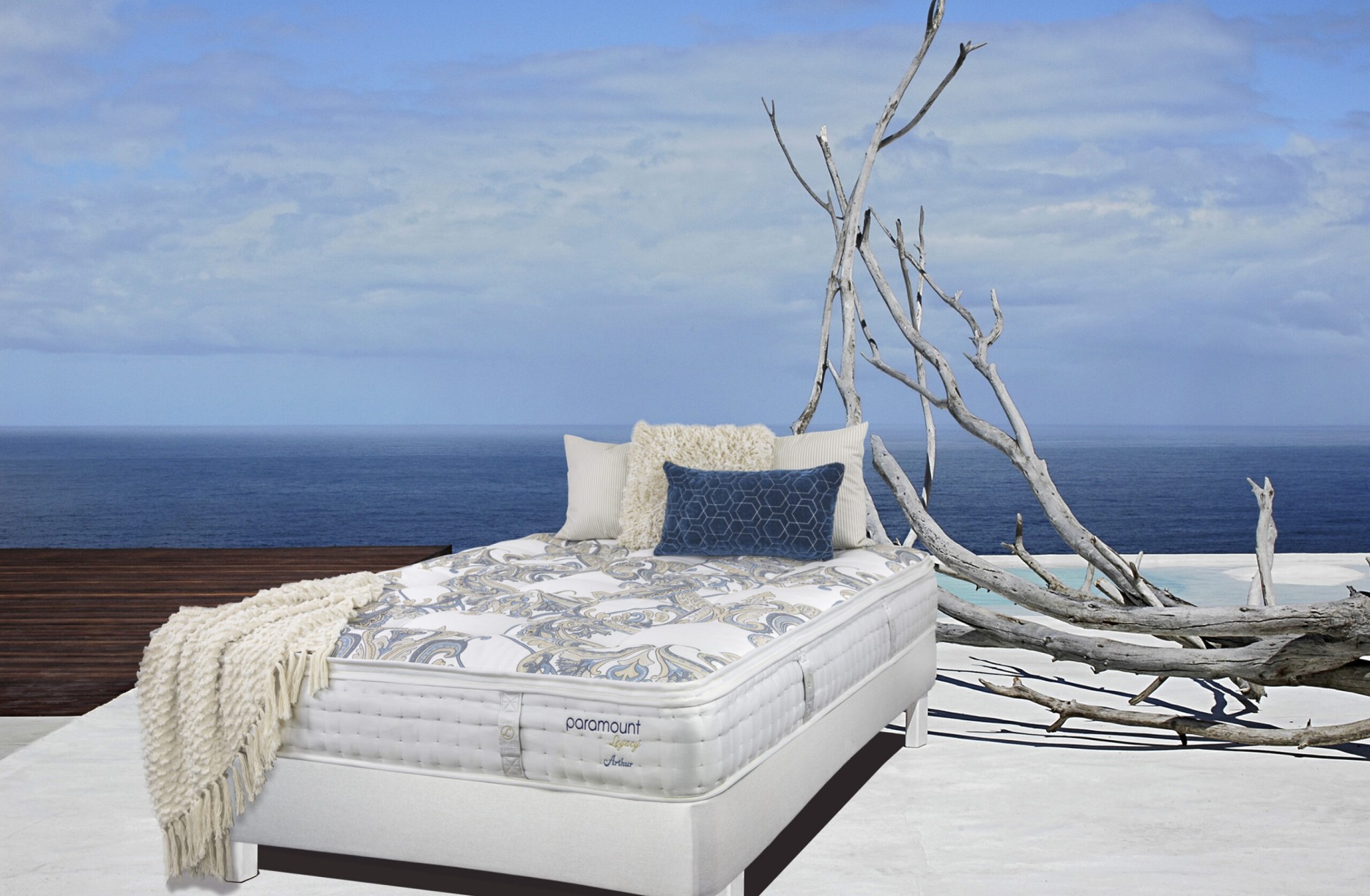 messy bed with view